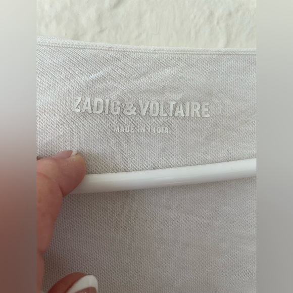 ZADIG & VOLTAIRE ORIGINAL BRAND WHITE BEADED SKELETON TOP, HALLOWEEN; size L - Picture 4 of 10